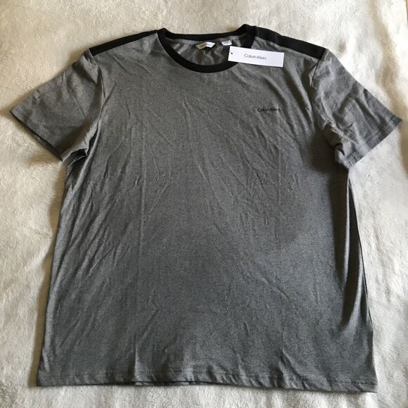 Calvin Klein Mens Gray Graphic Logo Short-Sleeve Crew-Neck Cotton T-Shirt XL NWT - Picture 1 of 7